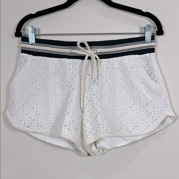 Alya Pull On Drawstring Waist Preppy Lined Boho Crochet Lace Shorts Women Medium - Picture 1 of 7